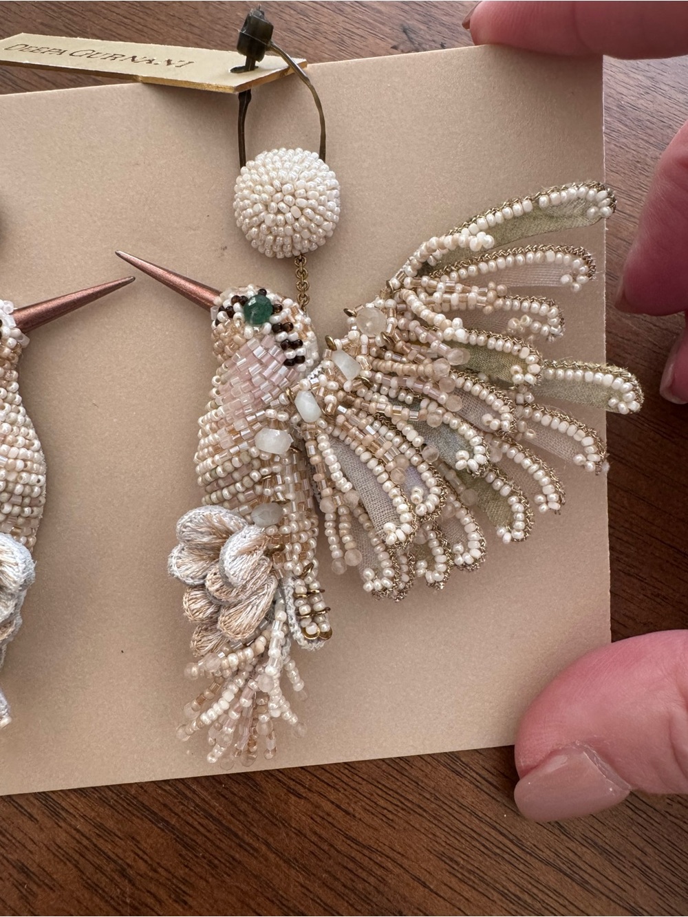 Deepa Gurnani Hummingbird Earrings in Ivory NWT - Picture 5 of 11